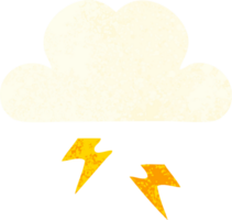 retro illustration style cartoon of a thunder cloud png