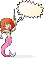 cartoon mermaid and fish hook with speech bubble png