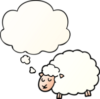 cartoon sheep with thought bubble in smooth gradient style png