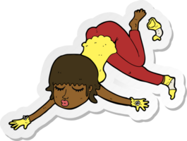 sticker of a cartoon woman floating png