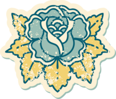 image emblématique de style tatouage d'autocollant en détresse d'une rose png