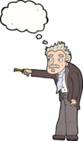 cartoon man trembling with key unlocking with thought bubble png