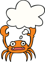 tekenfilm krab met gedachte bubbel png