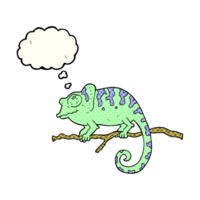 hand drawn thought bubble cartoon chameleon png