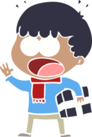 flat color style cartoon shocked man with gift png