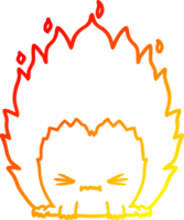 chaud pente ligne dessin de une dessin animé Feu créature png