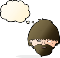 homme barbu de dessin animé avec bulle de pensée png