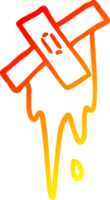 warm gradient line drawing of a cartoon cut and sticking plaster png