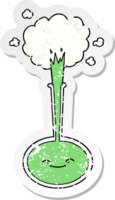 distressed sticker of a cartoon chemical reaction png