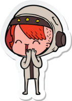 sticker of a giggling cartoon space girl png