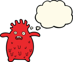 cartoon funny slime monster with thought bubble png