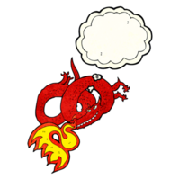 cartoon dragon breathing fire with thought bubble png