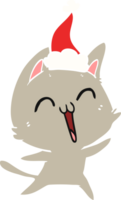 content main tiré plat Couleur illustration de une chat portant Père Noël chapeau png