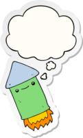 cartoon firework with thought bubble as a printed sticker png