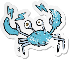 retro distressed sticker of a cartoon crab png