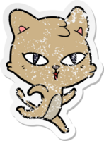 pegatina angustiada de un gato de dibujos animados png