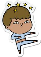 sticker of a cartoon amazed boy png