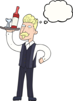 hand drawn thought bubble cartoon waiter png