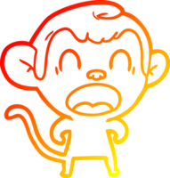 warm gradient line drawing of a shouting cartoon monkey png