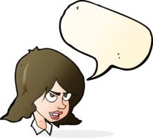 Cartoon genervte Frau mit Sprechblase png