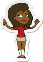 sticker of a cartoon woman with idea png