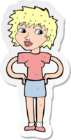 sticker of a cartoon woman with hands on hips png