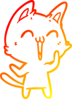 warm gradient line drawing of a happy cartoon cat png