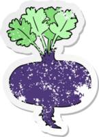 retro distressed sticker of a cartoon beetroot png