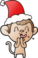 crazy hand drawn gradient cartoon of a monkey wearing santa hat png