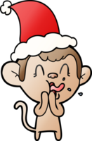 louco mão desenhado gradiente desenho animado do uma macaco vestindo santa chapéu png