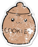 distressed sticker of a cartoon cookie jar png