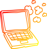 warm gradient line drawing of a cartoon laptop computer png