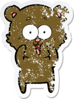 distressed sticker of a laughing teddy  bear cartoon png