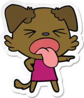 sticker of a cartoon disgusted dog png