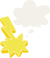 cartoon lightning strike with thought bubble in retro style png