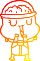 warm gradient line drawing of a happy cartoon robot png