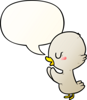cute cartoon duckling with speech bubble in smooth gradient style png