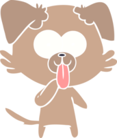 flat color style cartoon dog with tongue sticking out png