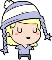 mulher de desenho animado usando chapéu png