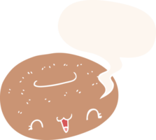 fofa desenho animado rosquinha com discurso bolha dentro retro estilo png