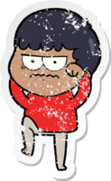 distressed sticker of a cartoon annoyed man png