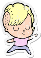 distressed sticker of a cartoon woman png