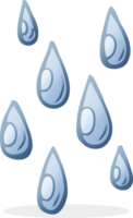 mano disegnato cartone animato gocce di pioggia png