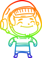 rainbow gradient line drawing of a happy cartoon astronaut png