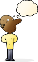 cartoon balding man with thought bubble png