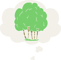 dessin animé arbre avec pensée bulle dans rétro style png