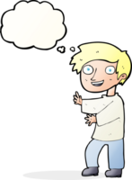 cartoon excited boy with thought bubble png