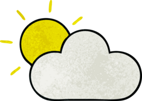 retro grunge texture cartoon of a sunshine and cloud png