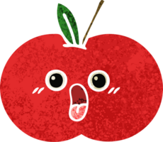 retro ilustración estilo dibujos animados de un rojo manzana png