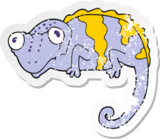adesivo retrô angustiado de um camaleão de desenho animado png